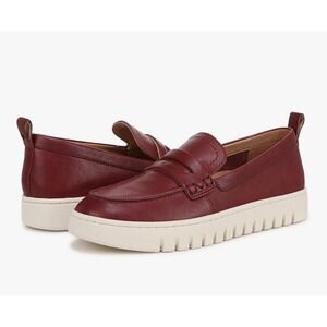 Vionic Uptown Burgundy Leather Platform Loafers Women's Size 10.5